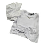 Fun & Fun T-Shirt Girocollo Tinta Unita con Rouches per Bambina FBTS01383 BIANCO FUN & FUN 