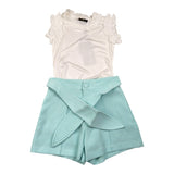 Fun & Fun Completo 2 Pezzi Body-Short Bicolore per Neonata FNCBBD01057X BIANCO/AZZURRO FUN & FUN 