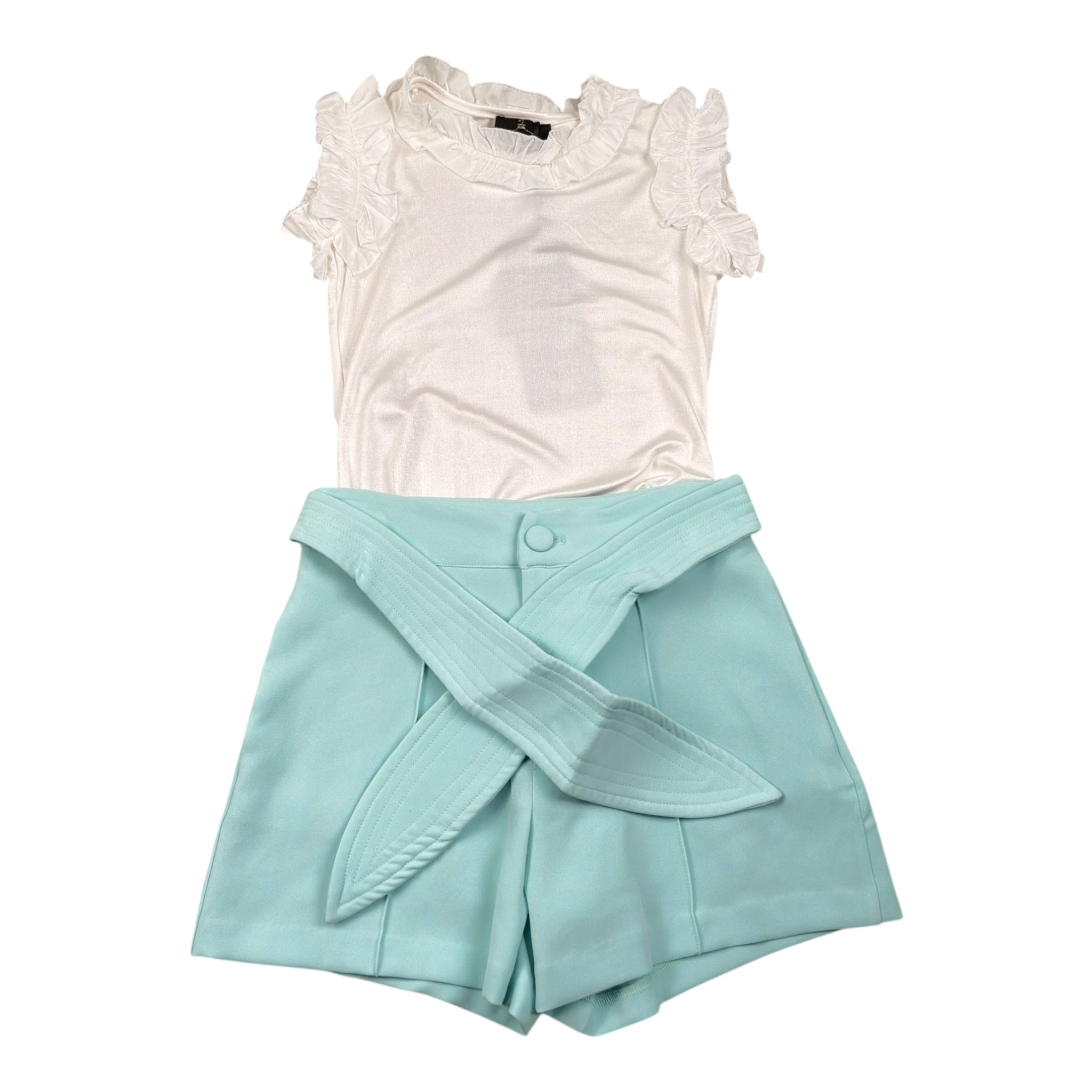 Fun & Fun Completo 2 Pezzi Body-Short Bicolore per Neonata FNCBBD01057X BIANCO/AZZURRO FUN & FUN 