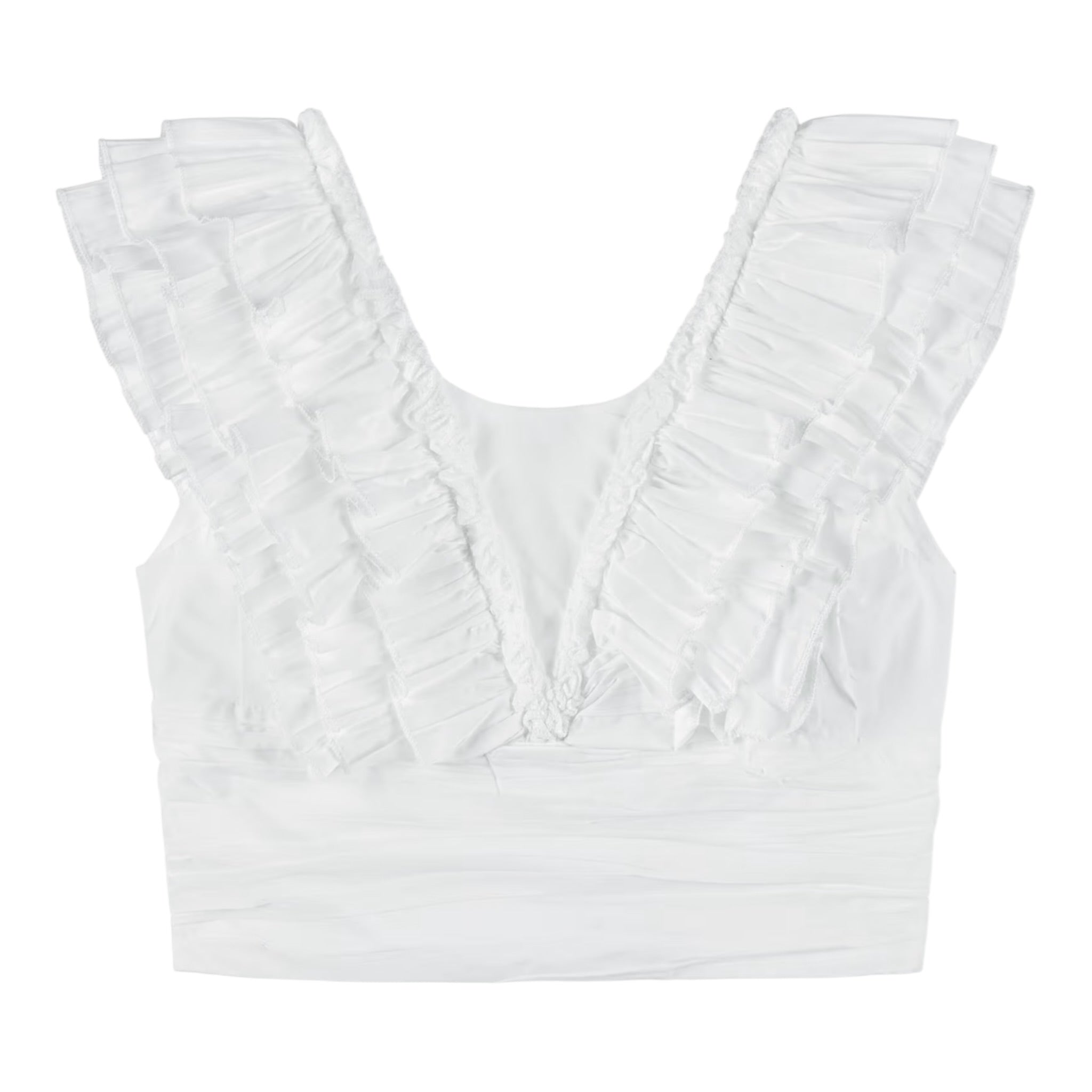 Fun & Fun Top Giromanica Tinta Unita con Rouches per Bambina FNCJSH00983 BIANCO FUN & FUN 