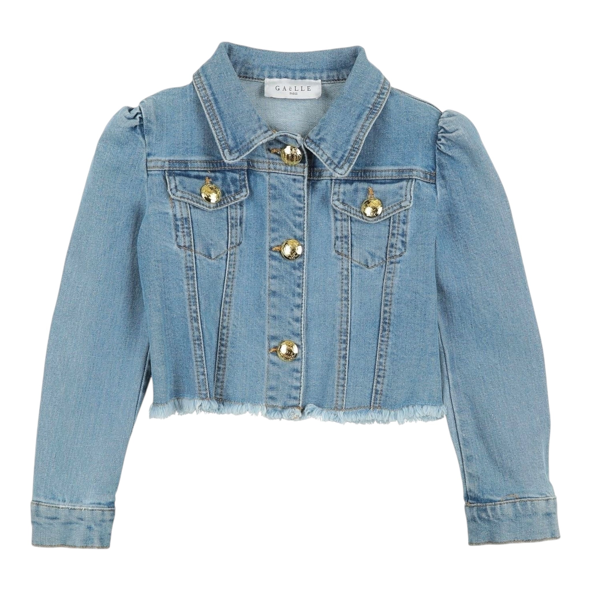 Gaelle Giubbino In Denim Tinta Unita con Bottoni In Contrasto per Bambina 27450D00019 AZZURRO GAELLE 