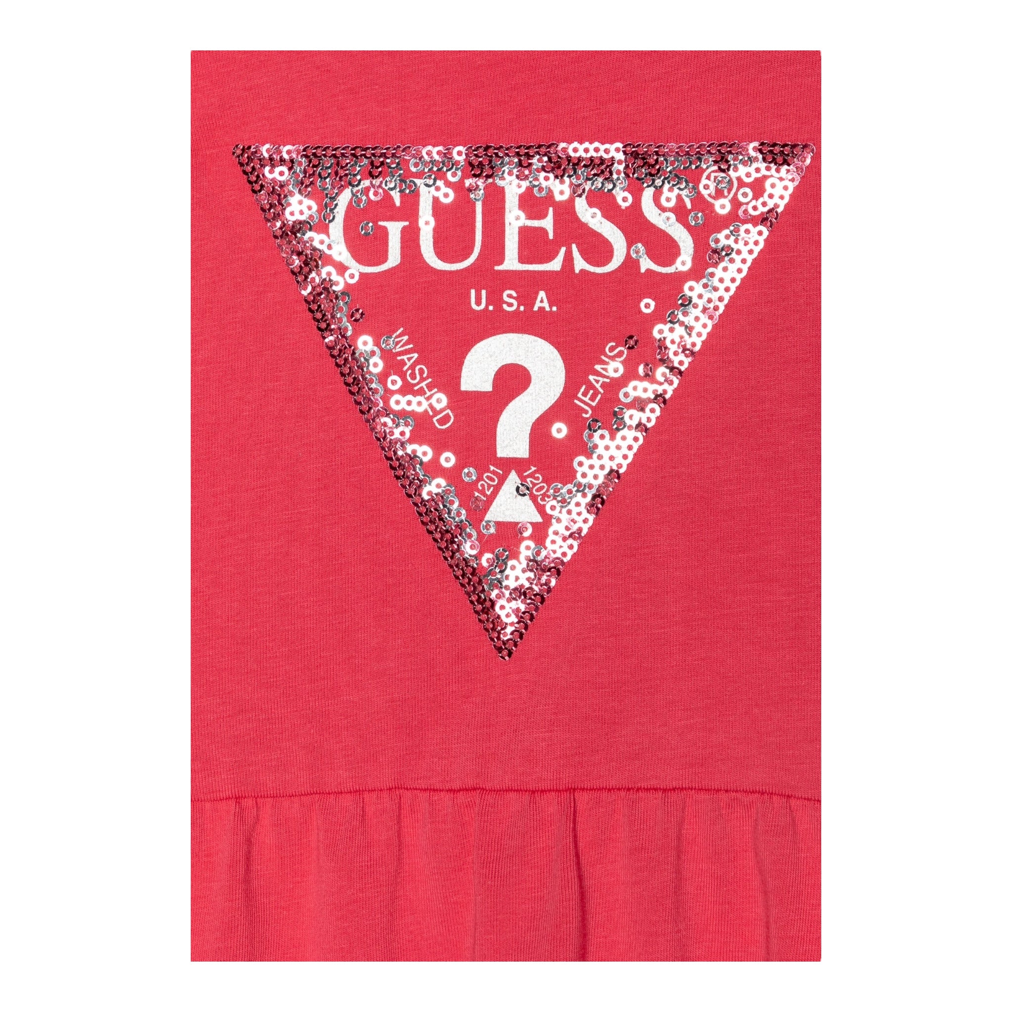 Guess Abito Giromanica Tinta Unita con Logo E Culotte per Neonata A5GK06K6YW4 FRAGOLA GUESS 