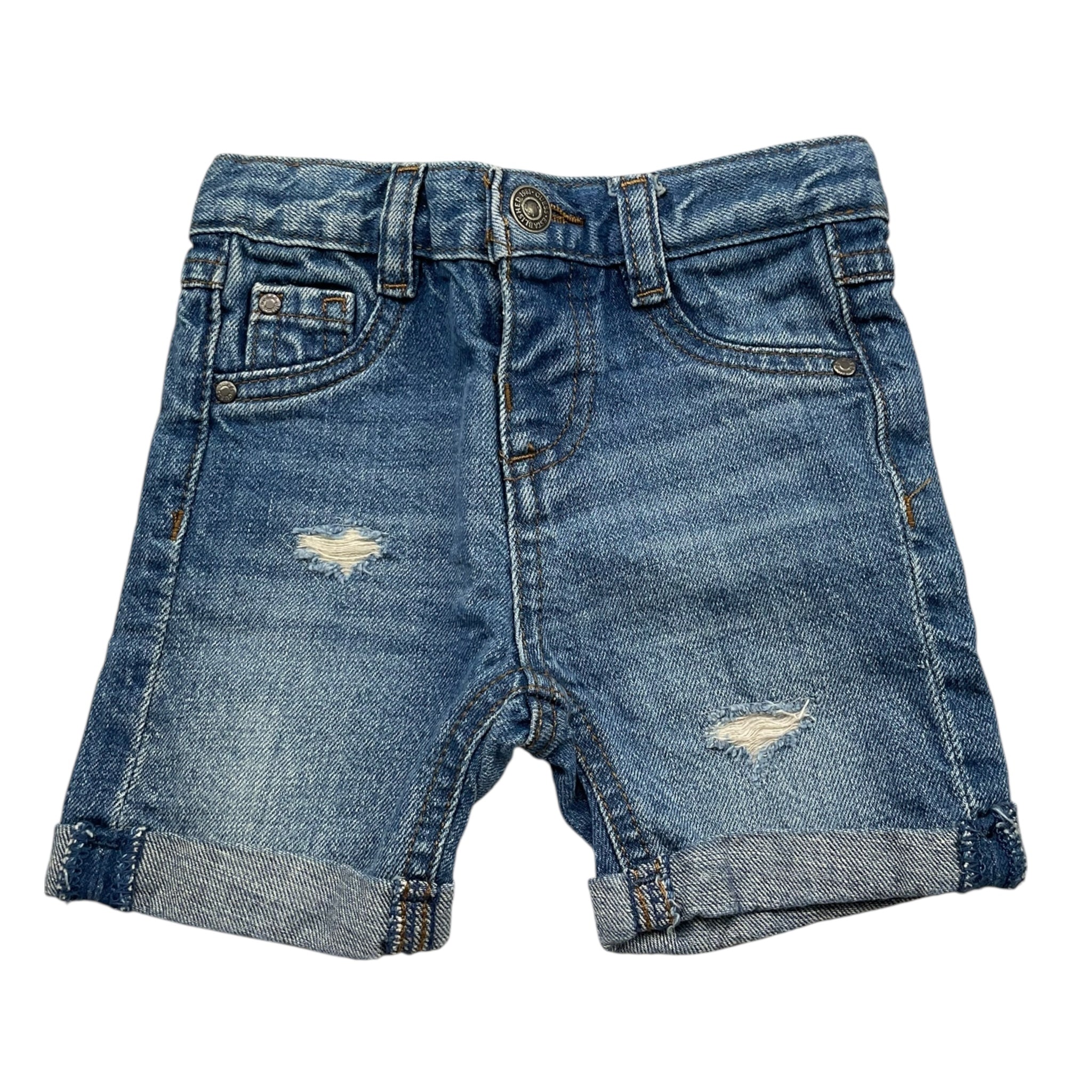 Guess Bermuda In Denim Tinta Unita con Girovita Regolabile per Neonato DHDHH BLU GUESS 