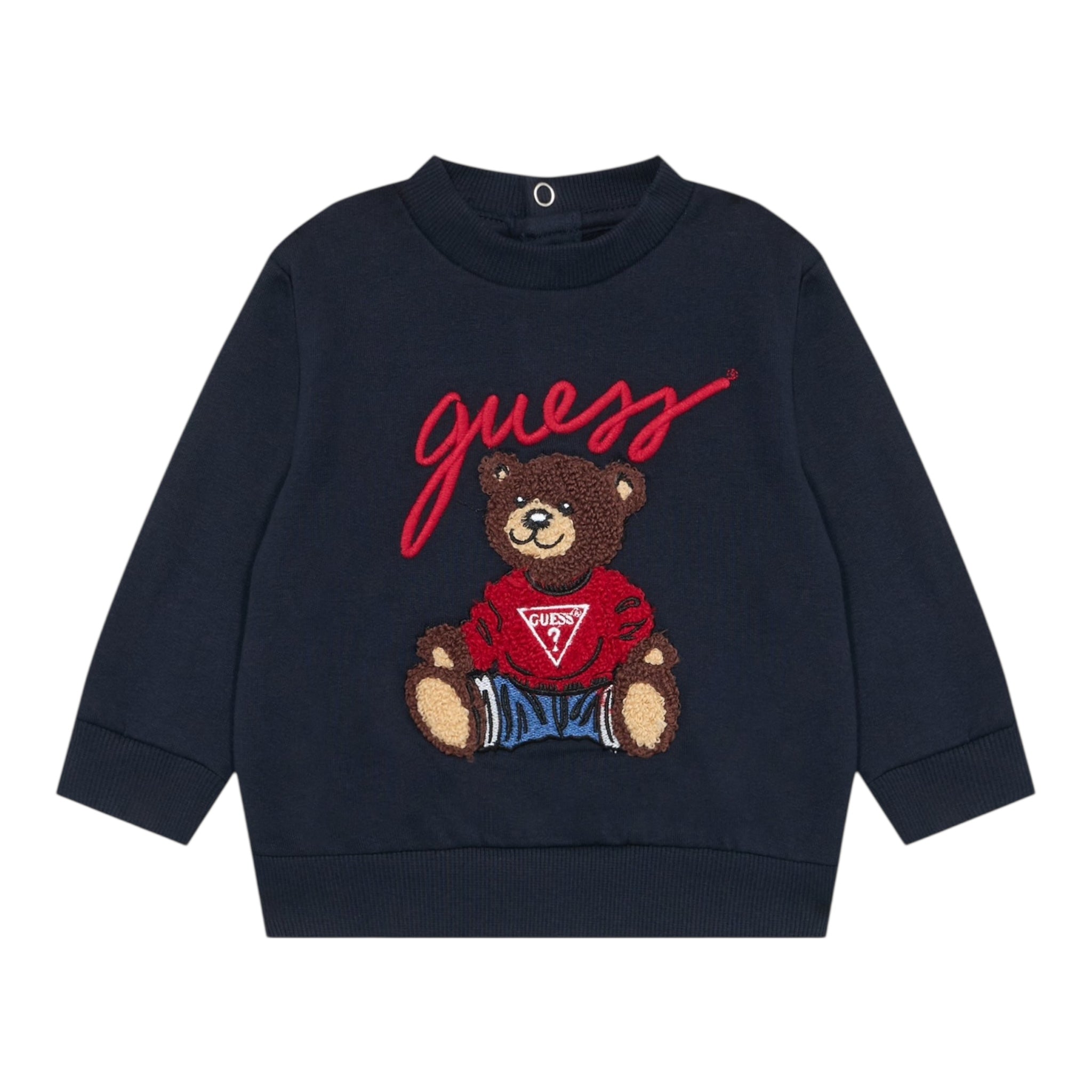 Guess Felpa Chiusa Girocollo Tinta Unita con Logo per Neonato H5RT01KAZD74 BLU GUESS 