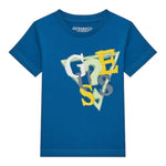 Guess T-Shirt Gircollo Tinta Unita con Stampa per Neonato I5GI01K8HM4 COBALTO GUESS 