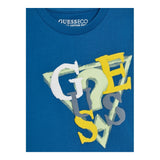 Guess T-Shirt Gircollo Tinta Unita con Stampa per Neonato I5GI01K8HM4 COBALTO GUESS 
