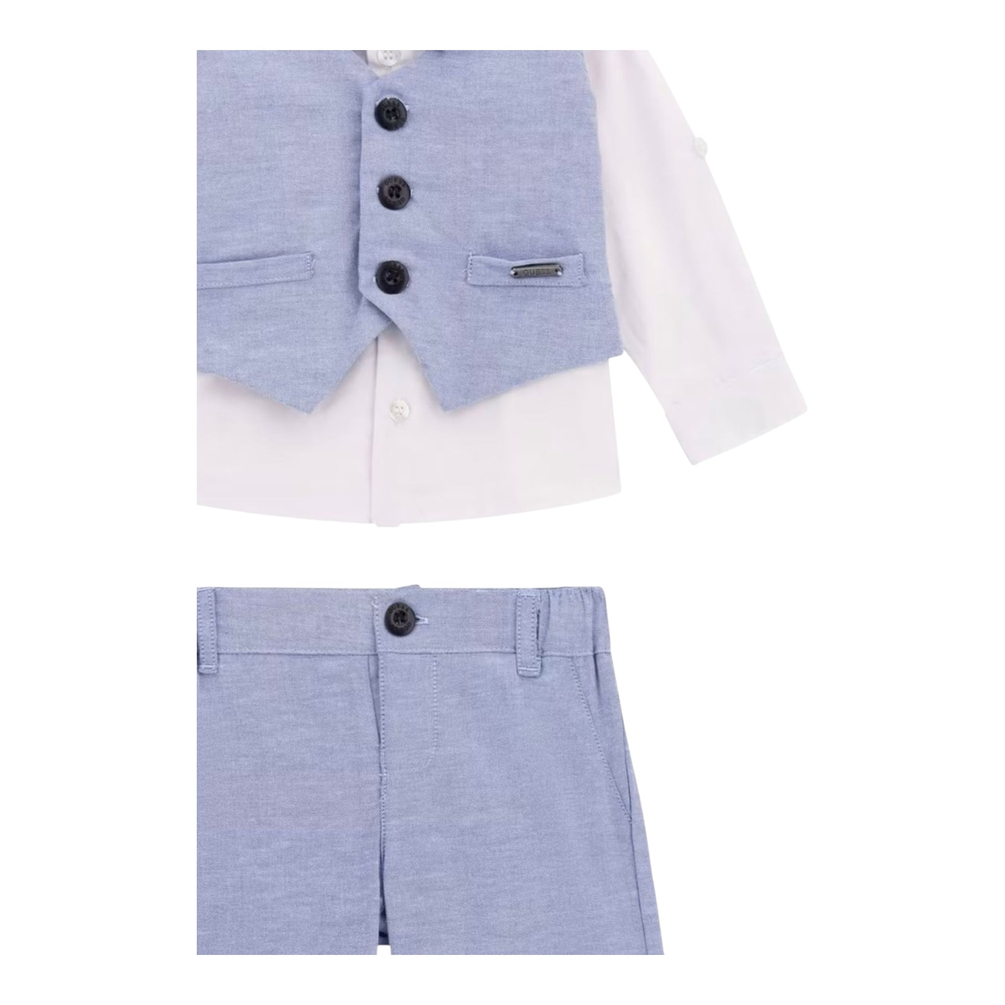 Guess Completo 4 Pezzi Camicia-Bermuda-Gilet-Papillions per Neonato I5RG21WF6P0 AZZURRO GUESS 