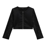 Guess Giubbino In Ecopelle Modello Crop con Zip per Bambina J4RL06WE8D0 NERO GUESS 