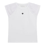 Guess T-Shirt Girocollo Tinta Unita con Applicazione per Bambina J5RI32K6YW4 BIANCO GUESS 