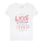 Guess T-Shirt Girocollo Tinta Unita con Stampa per Neonata K3GI01K6YW3 BIANCO GUESS 