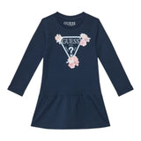 Guess Abito Manica Lunga Tinta Unita con Stampa per Bambina K3YK13KA6W4 BLU GUESS 