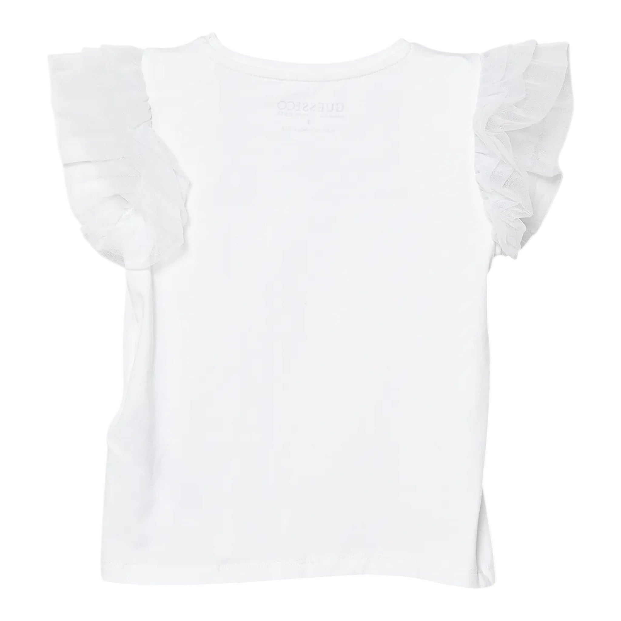 Guess Canotta Girocollo con Maniche In Tulle Tinta Unita con Stampa per Neonata K4GI20K6YW1 BIANCO GUESS 