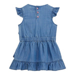 Guess Abito In Denim Tinta Unita Giromanica con Balze per Bambina K5GK27D3X30J BLU GUESS 