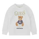 Guess Felpa Chiusa Girocollo Tinta Unita con Logo per Neonato K5RQ04KAD74 BIANCO GUESS 