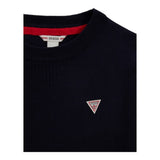 Guess Maglia Girocollo Tinta Unita con Logo per Bambino L0YR03Z2VV0 BLU GUESS 