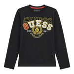 Guess Shirt Girocollo Tinta Unita con Logo per Bambino L5RI03K8HM4 NERO GUESS 