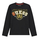Guess Shirt Girocollo Tinta Unita con Logo per Bambino L5RI03K8HM4 NERO GUESS 