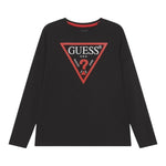 Guess Shirt Girocollo Tinta Unita con Logo per Bambino L84I29K8HM0 NERO GUESS 