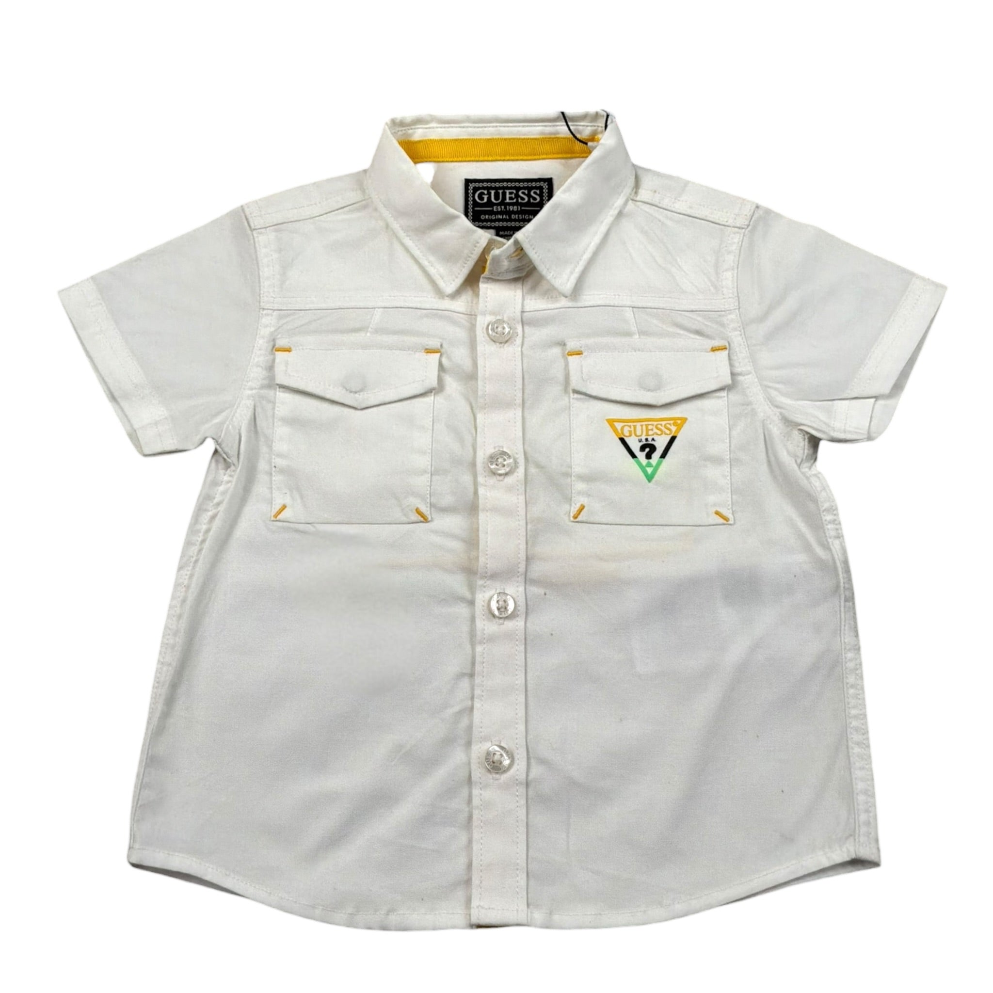 Guess Camicia Mezza Manica Tinta Unita per Neonato N1GH09W7RY0 PANNA GUESS 