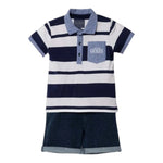 Guess Complet 2 Pezzi Polo-Bermuda Bicolore per Neonato N3RI24K9NA3 BIANCO/BLU GUESS 