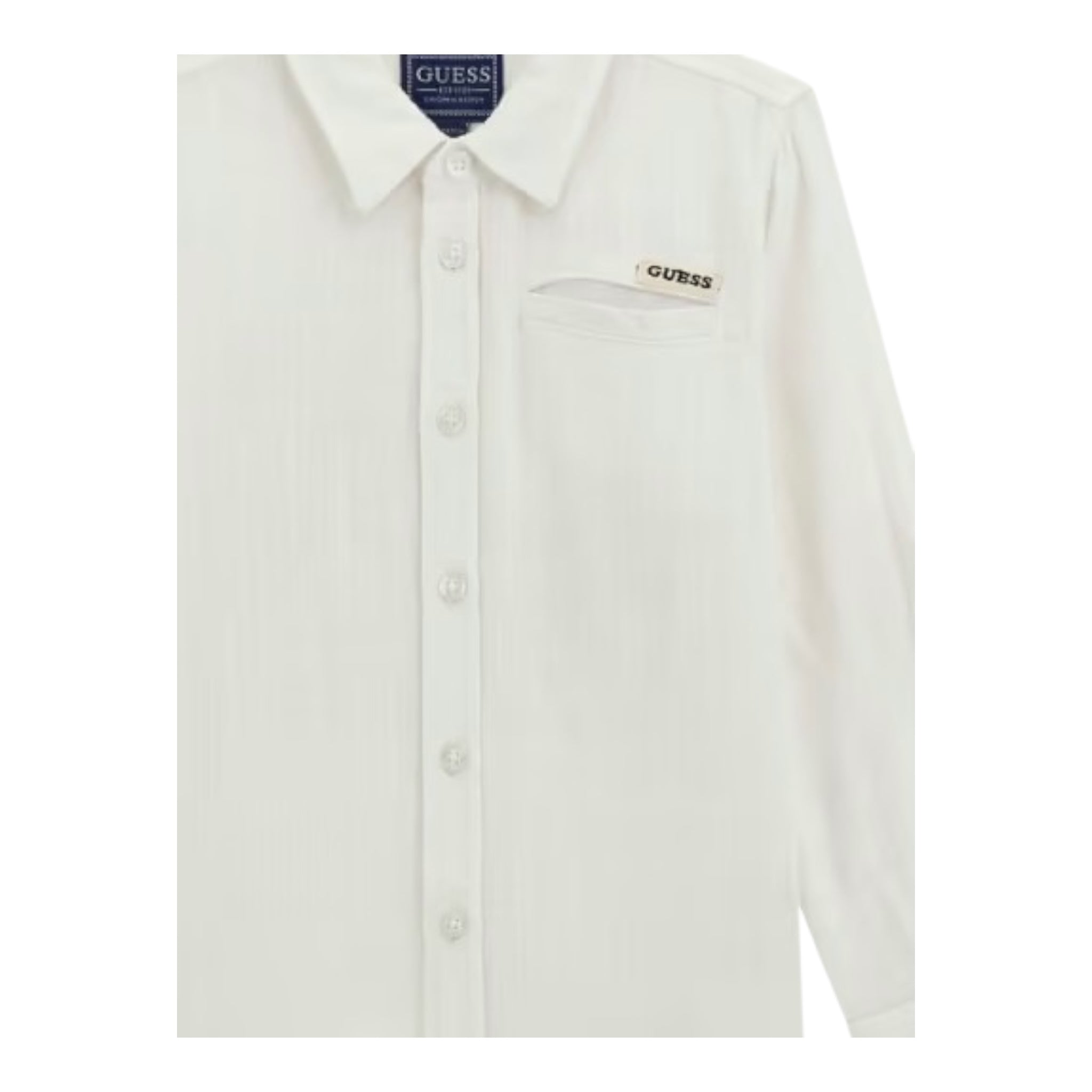 Guess Camicia Tinta Unita con Logo per Bambino N5GH00WFBT0 PANNA GUESS 