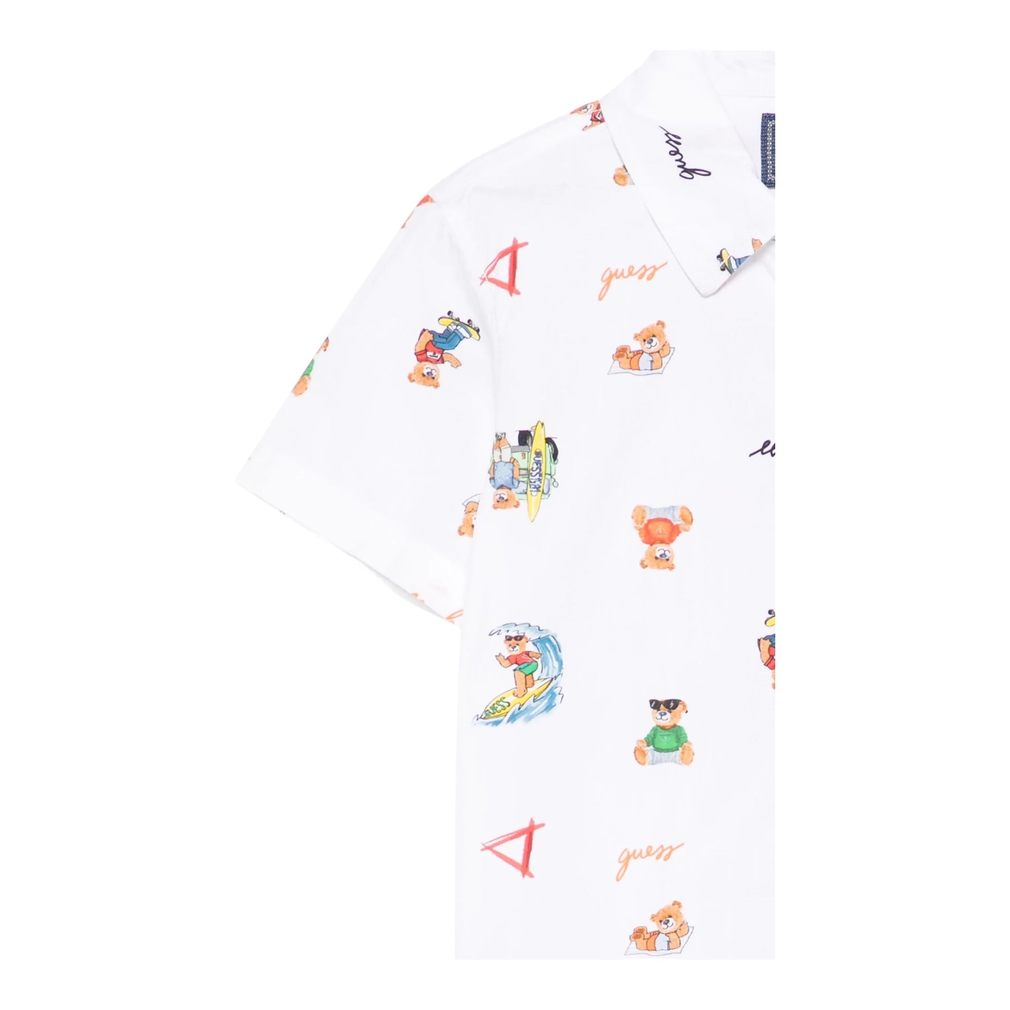 Guess Camicia Mezza Manica Tinta Unita con Stampa per Bambino N5GH05WBHQ1 BIANCO GUESS 