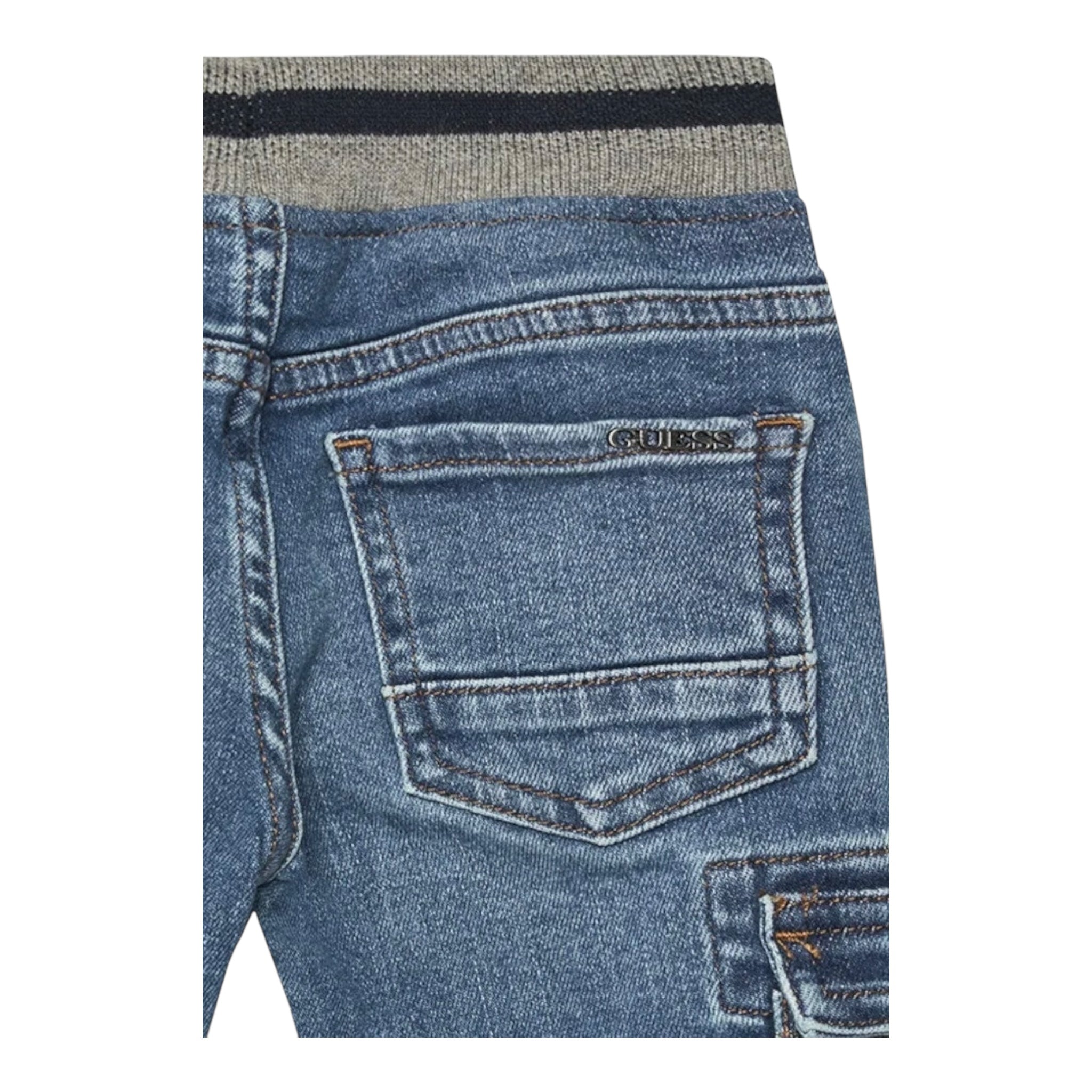 Guess Jeans Tinta Unita con Tasconi per Bambino N5RA02D4GV0 AZZURRO GUESS 