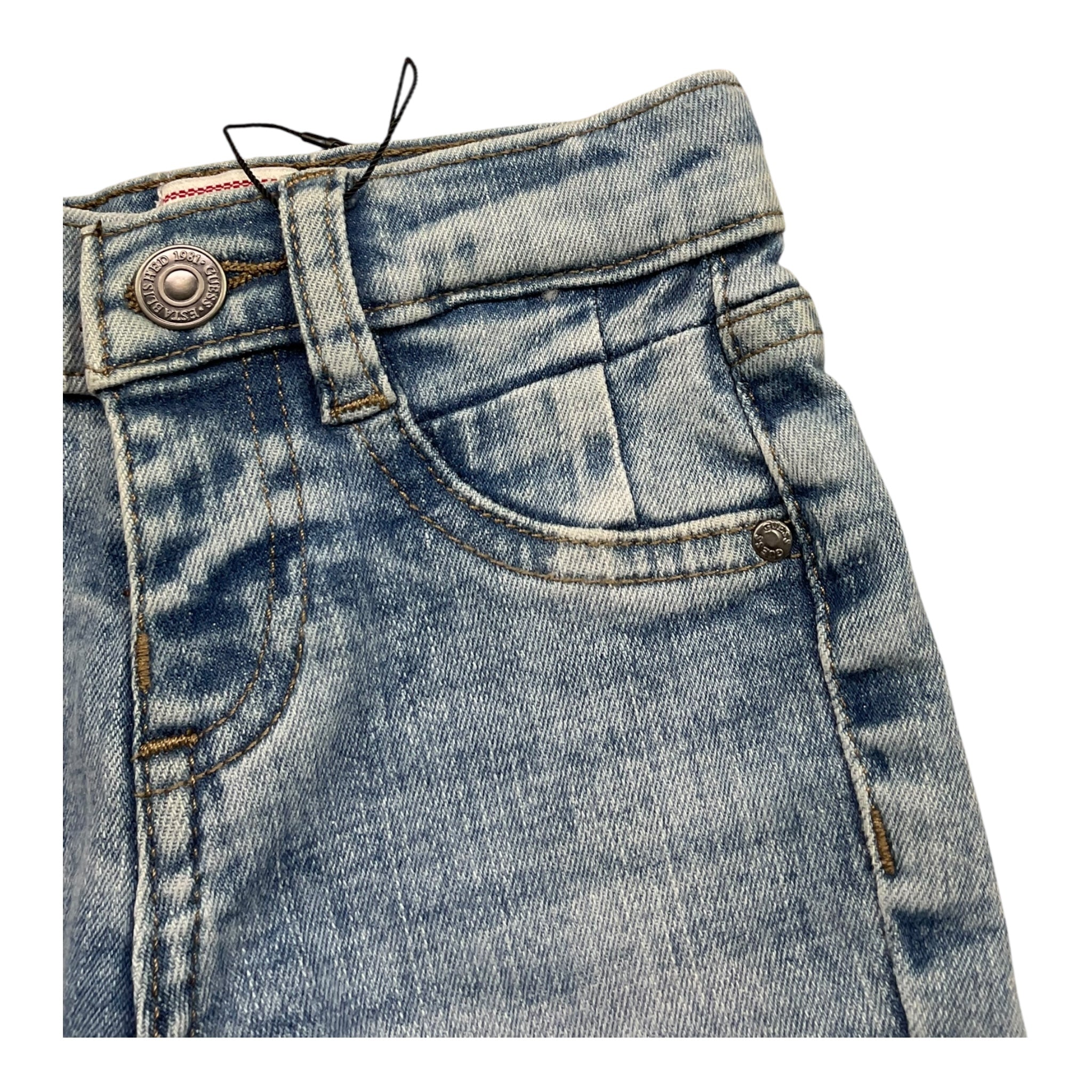 Guess Jeans Tinta Unita con Girovita Regolabile per Neonato N5RA07D52Z0 AZZURRO GUESS 