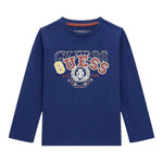 Guess Shirt Girocollo Tinta Unita con Stampa per Bambino N5RI01K8HM4J BLU GUESS 