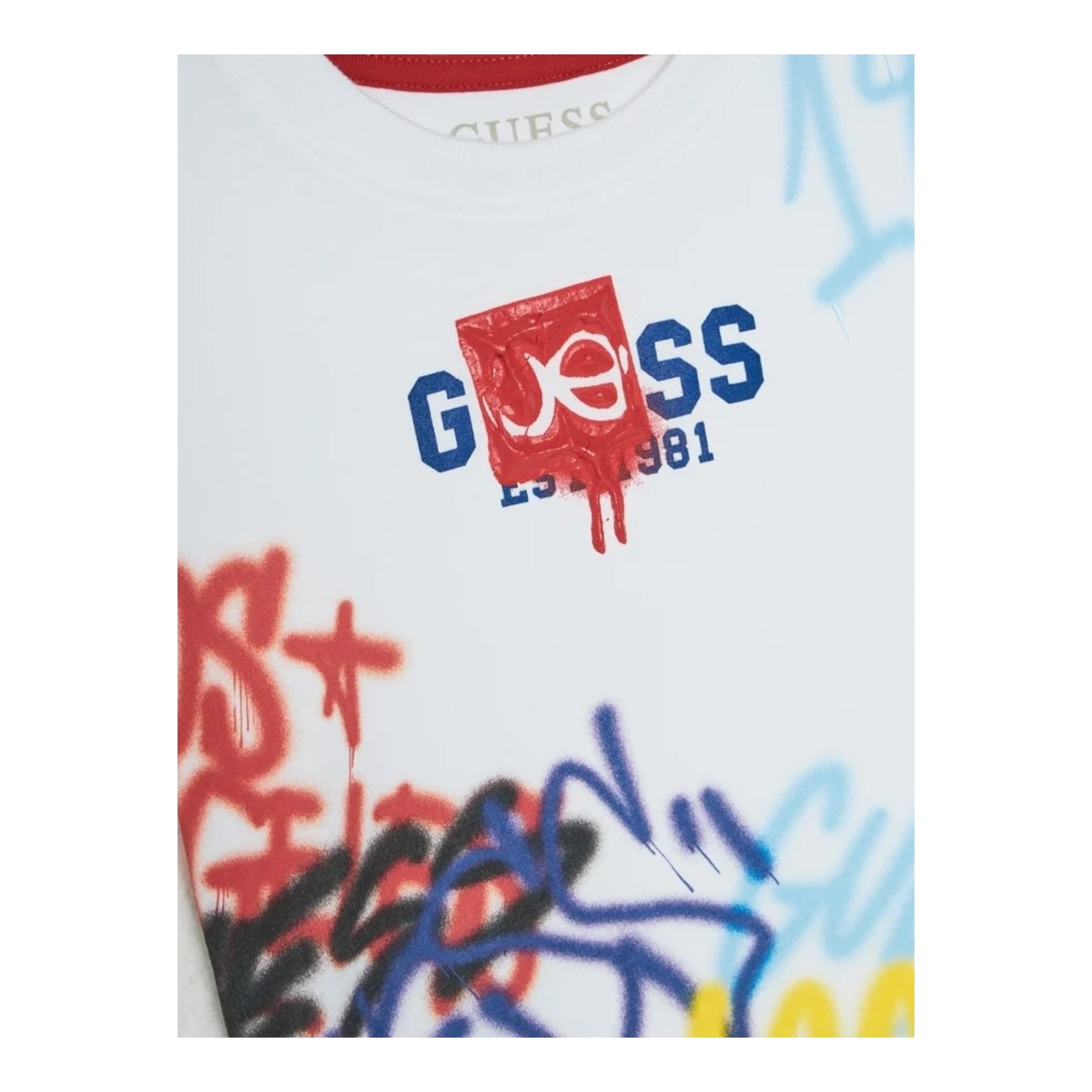 Guess T-Shirt Girocollo Tinta Unita con Stampa per Neonato N5RI11K BIANCO GUESS 