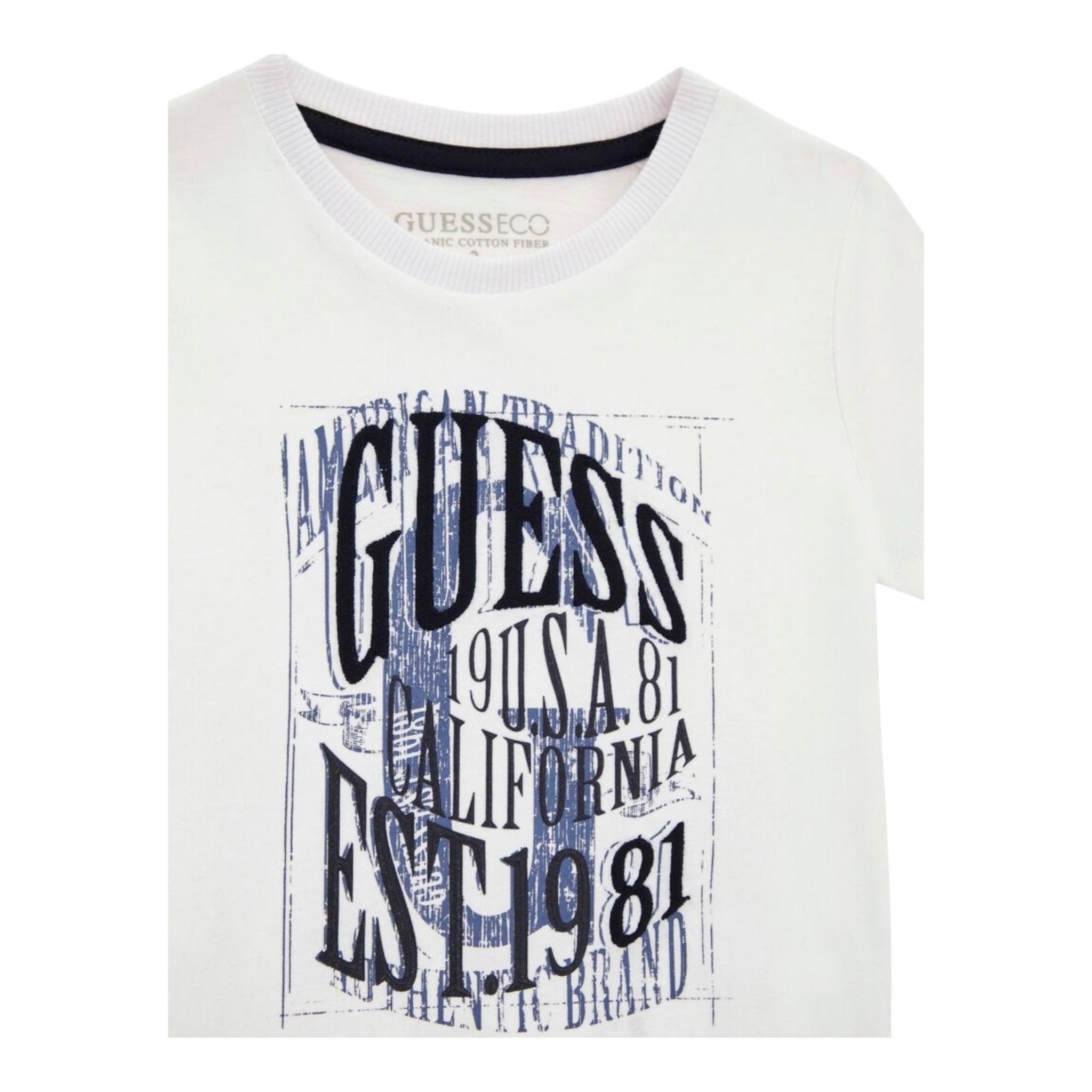 Guess T-Shirt Girocollo Tinta Unita con Stampa per Bambino N5RI19K8HM4 BIANCO GUESS 