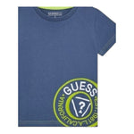 Guess T-Shirt Girocollo Tinta Unita con Stampa per Bambino N5RI19K8HM4 BLU GUESS 