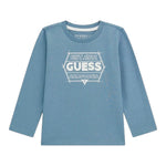 Guess Shirt Girocollo Tinta Unita con Stampa per Bambino N5RI26K8HM4 PETROLIO GUESS 