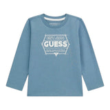 Guess Shirt Girocollo Tinta Unita con Stampa per Bambino N5RI26K8HM4 PETROLIO GUESS 