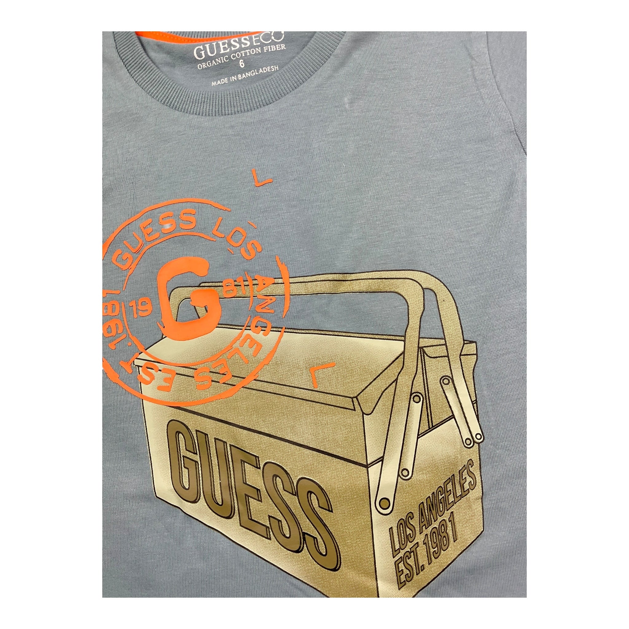 Guess T-Shirt Girocollo Tinta Unita con Stampa per Bambino N5RI27K8HM4J AZZURRO GUESS 