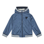Guess Giubbino Tinta Unita con Zip E Cappuccio per Neonato N5RL11WCFM0 BLU GUESS 