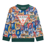 Guess Felpa Tinta Unita Girocollo con Stampa Orsi per Bambino N5RQ03KA6R4J BIANCO GUESS 