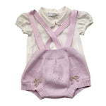 I Delfi Completo 2 Pezzi Camicia-Salopettes Bicolore per Neonata 25P5010 BIANCO/LILLA I DELFI 