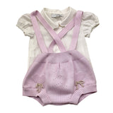I Delfi Completo 2 Pezzi Camicia-Salopettes Bicolore per Neonata 25P5010 BIANCO/LILLA I DELFI 