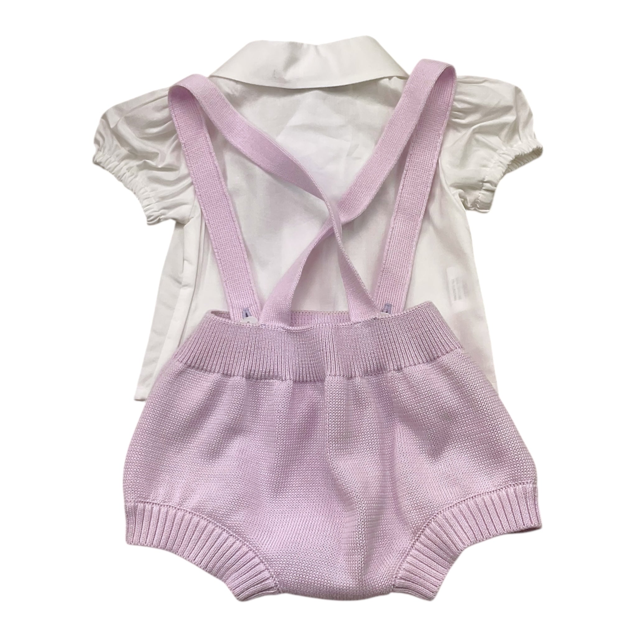 I Delfi Completo 2 Pezzi Camicia-Salopettes Bicolore per Neonata 25P5010 BIANCO/LILLA I DELFI 