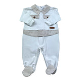 I Delfi Tutina Manica Lunga Tinta Unitacon Profili In Contrasto per Neonato 25P5230 BIANCO I DELFI 