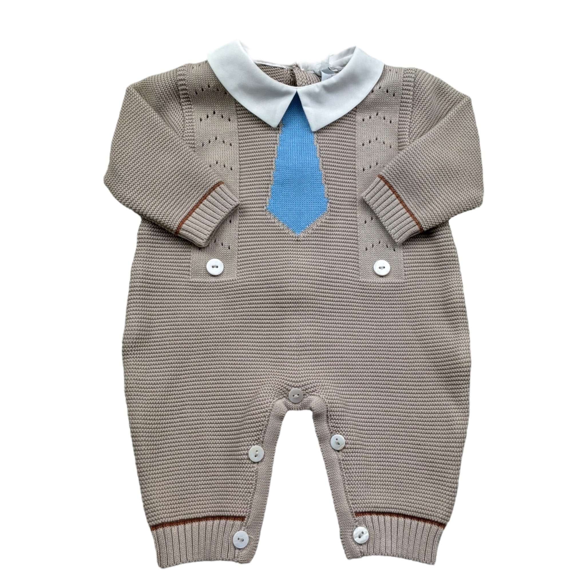 I Delfi Tutina Manica Lunga Tinta Unita con Ricami per Neonato 25P5410 BEIGE I DELFI 