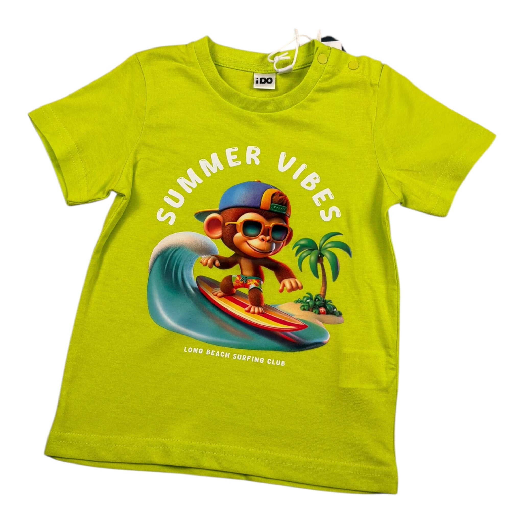 I Do T-Shirt Tinta Unita con Stampa per Neonato 4B462 VERDE ACIDO I DO 