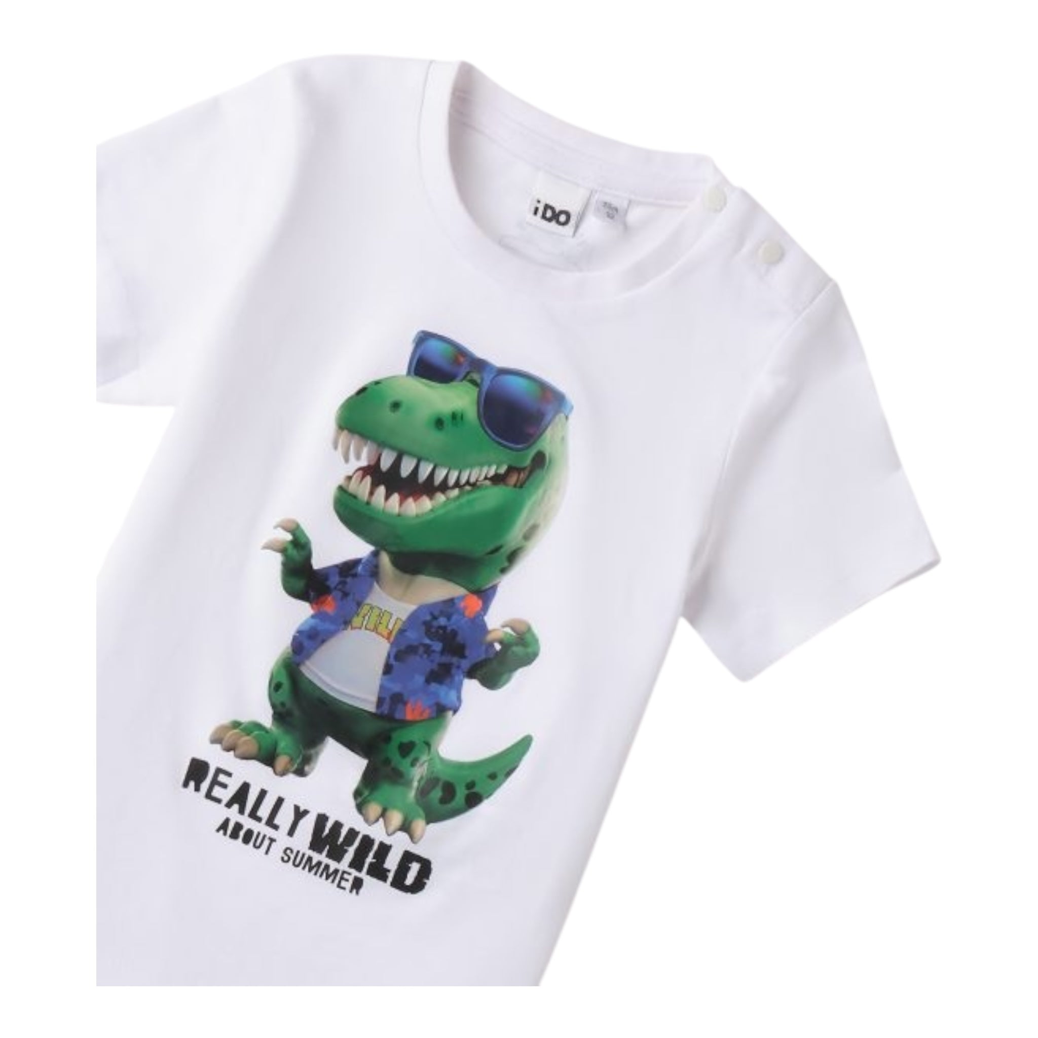 I Do T-Shirt Girocollo Tinta Unita con Stampa per Bambino 4B463 BIANCO I DO 