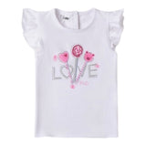 I Do T-Shirt Girocollo Tinta Unita con Stampa per Bambina 4B517 BIANCO I DO 