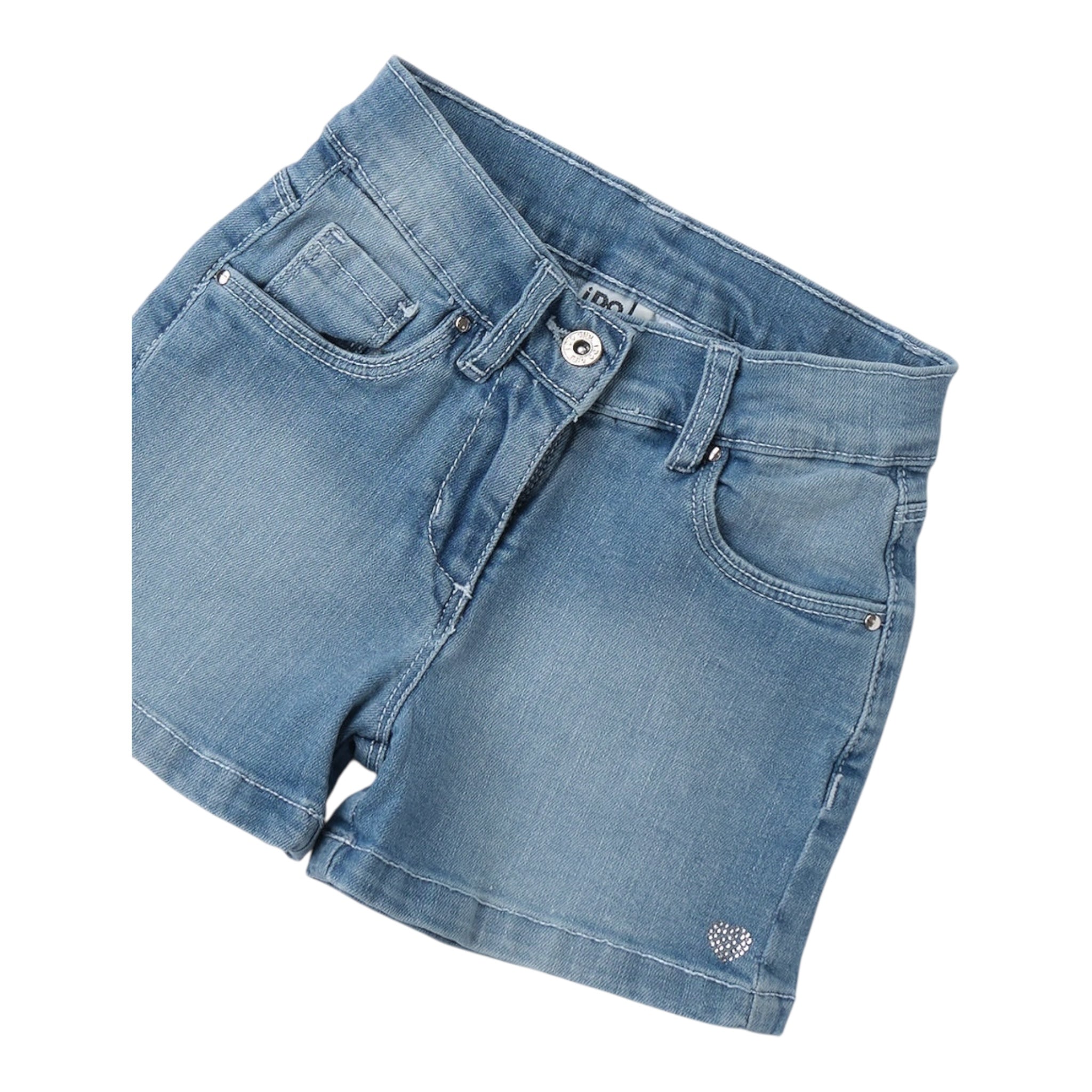 I Do Short In Denim Tinta Unita con Girovita Regolabile per Neonata 4B537N AZZURRO I DO 