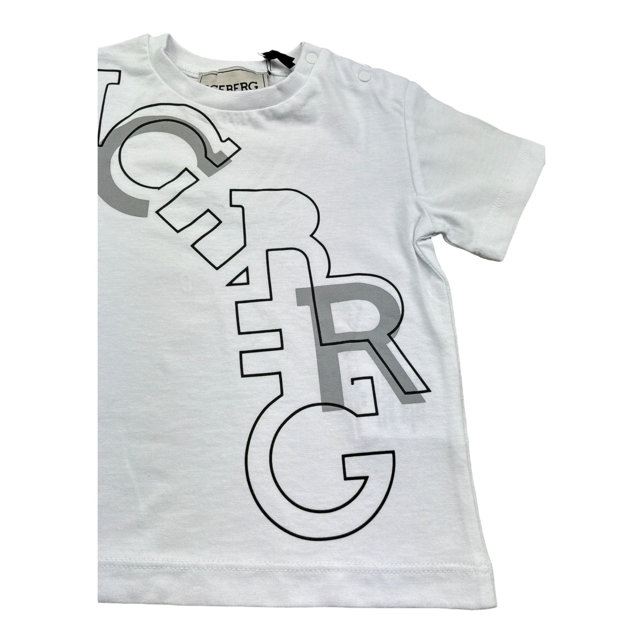 Iceberg T-Shirt Girocollo Tinta Unita con Stampa per Neonato TSICE5109BX BIANCO ICEBERG 