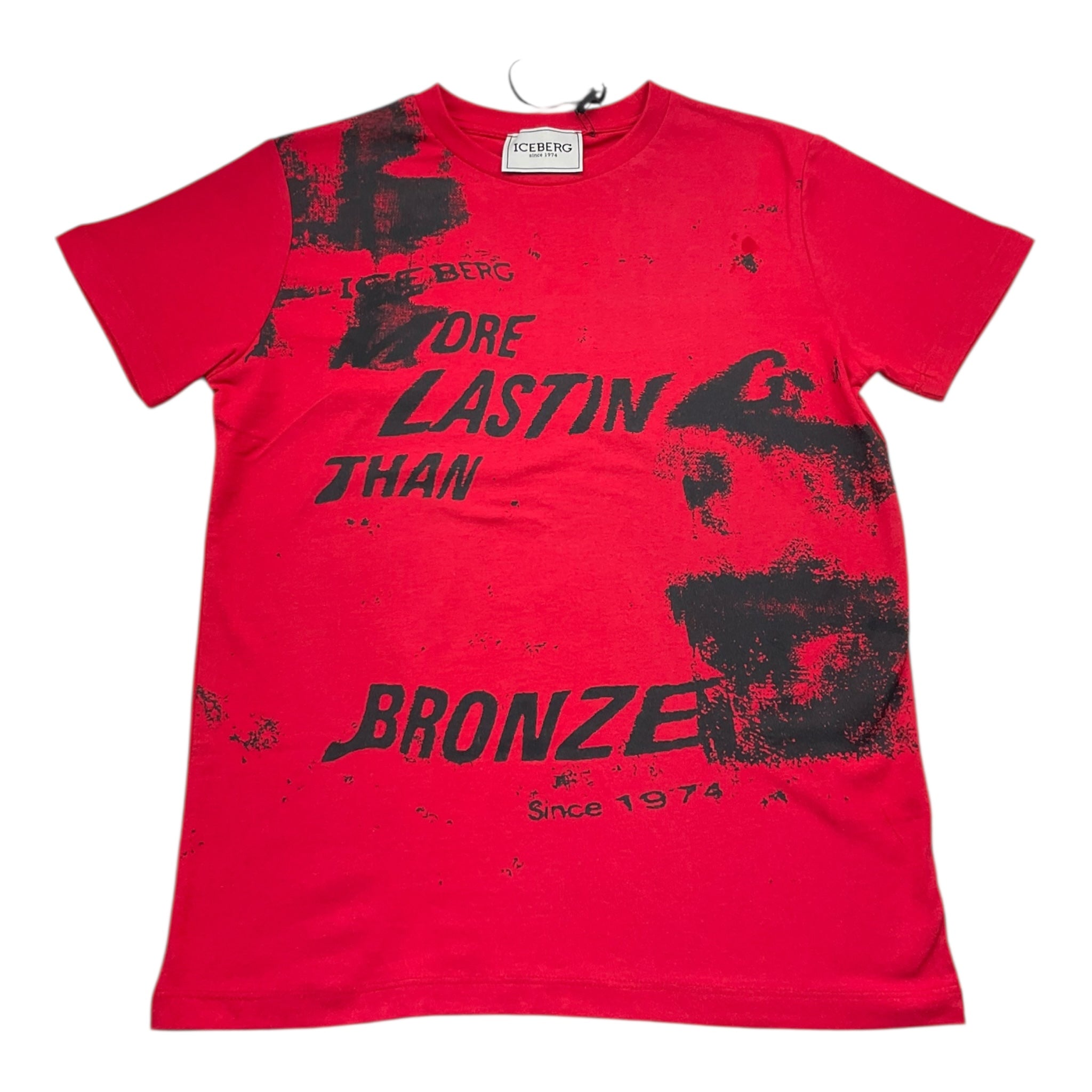 Iceberg T-Shirt Girocollo Tinta Unita con Stampa per Bambino TSICE5110J ROSSO ICEBERG 