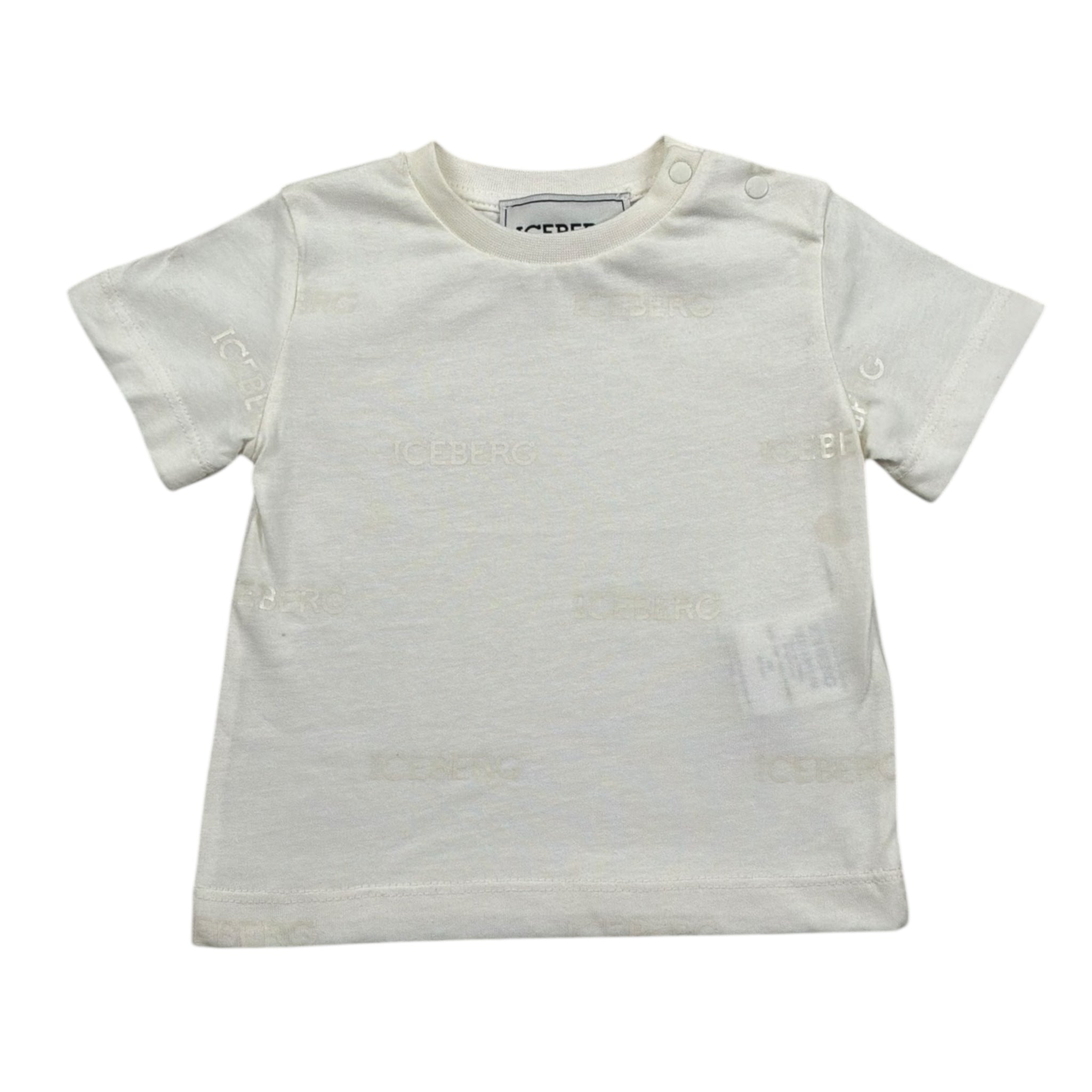 Iceberg T-Shirt Girocollo Tinta Unita con Logo per Neonato TSICE5115B PANNA ICEBERG 