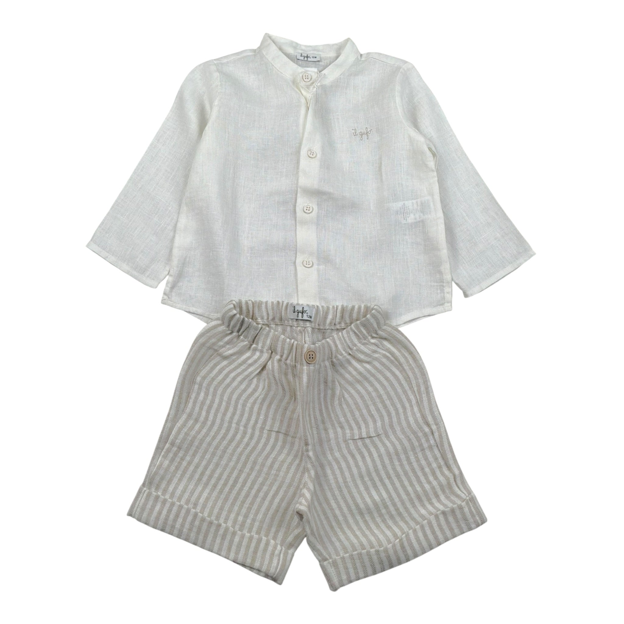 Il Gufo Completo 2 Pezzi Camicia-Bermuda per Neonato P25DP457L1018 PANNA IL GUFO 